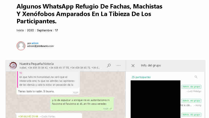 Algunos WhatsApp Refugio De Fachas, Machistas Y Xenófobos Amparados En La Tibieza De Los Participantes.