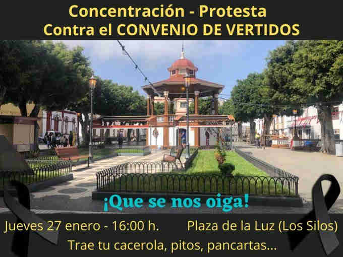 Protesta en Plaza de La Luz, de Los Silos Contra el Convenio de Vertidos